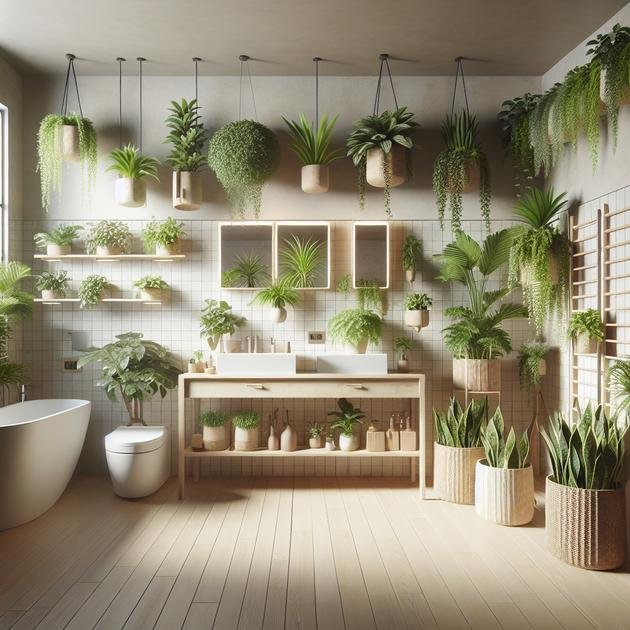 how to arrange plants in small bathrooms