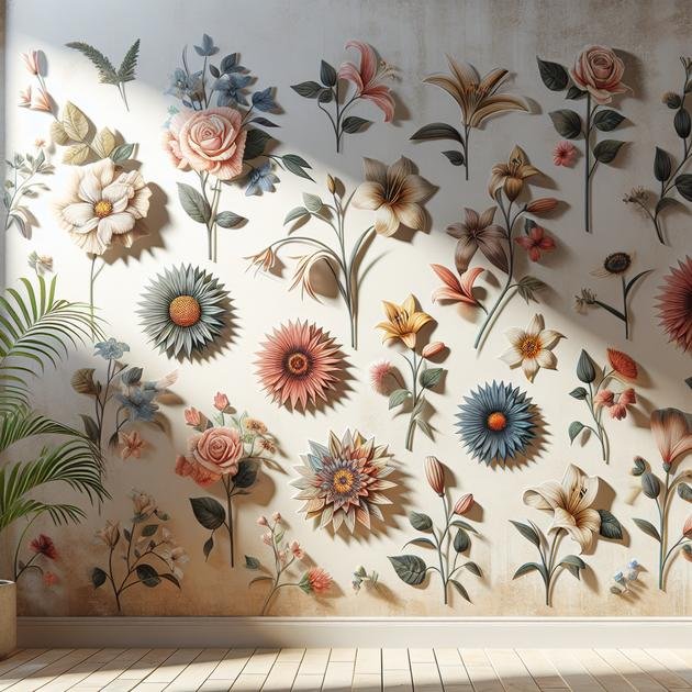 combining floral stickers with wall colors