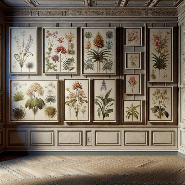 using botanical prints in the living room