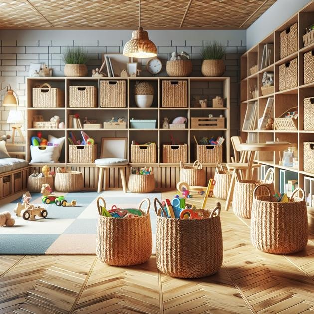 creative storage solutions with baskets and bins