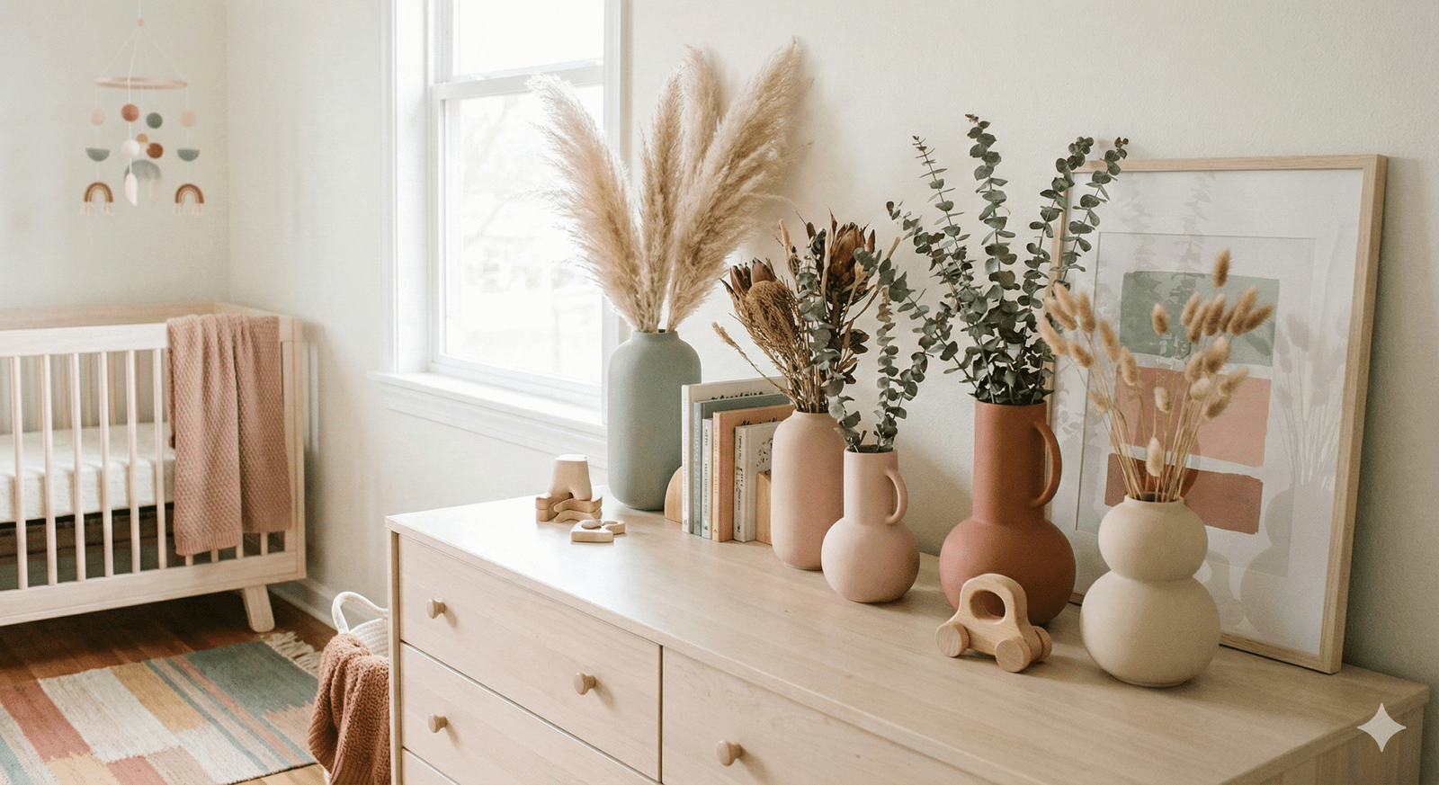 Color Coordination and Visual Harmony - styling vases in your nursery